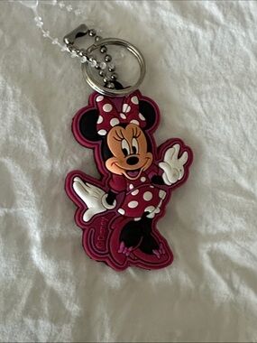 Disney Minnie Mouse Magenta and White Polka Dot Keychain
